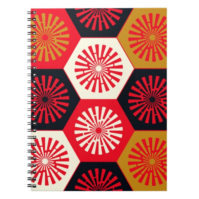 Cuaderno Patrón floral hexagonal de estilo asiático (Frente)