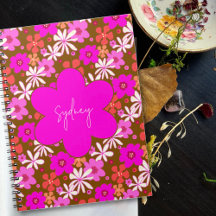 Patrón floral ilustrado rosa retro