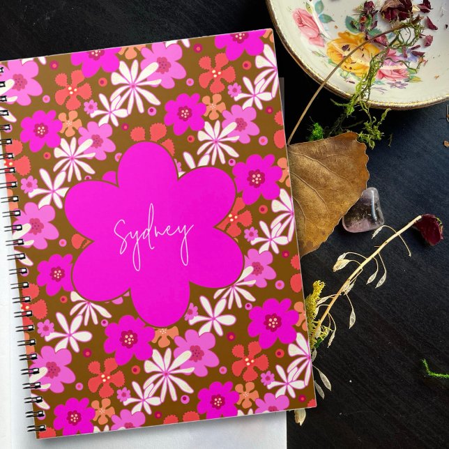 Cuaderno Patrón floral ilustrado rosa retro (Subido por el creador)