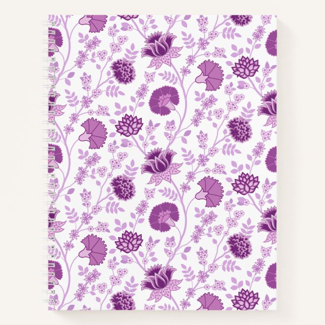 Cuaderno Patrón floral jacobino tiñe de blanco (Anverso)