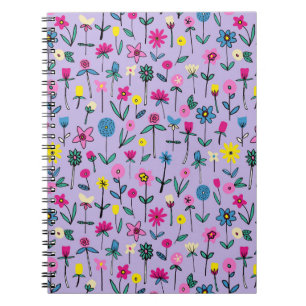 Cuaderno Patrón floral lila boho