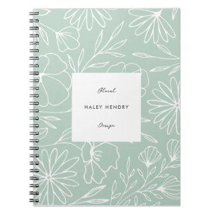 Cuaderno Patrón floral Minimalista moderno Verde