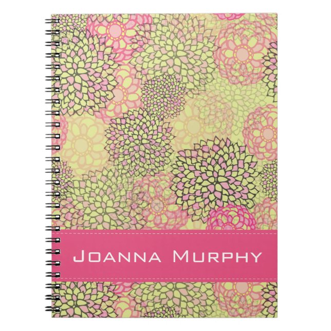 Cuaderno Patrón floral moderno de moda personalizado (Frente)