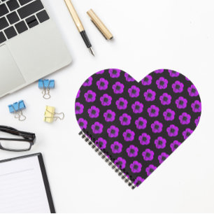 Cuaderno Patrón floral morado de geranio en negro