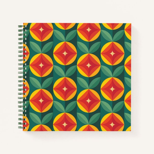 Cuaderno Patrón floral Naranja moderno de mediados del sigl (Anverso)