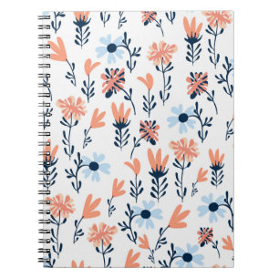 Cuaderno Patrón floral natural sin soldadura, flores abstra