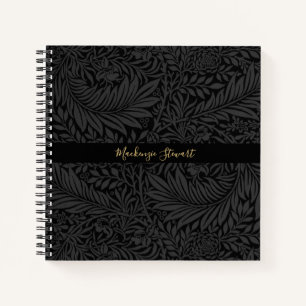 Cuaderno Patrón floral negro personalizado
