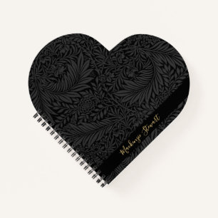 Cuaderno Patrón floral negro personalizado