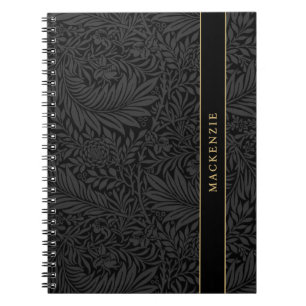 Cuaderno Patrón floral negro personalizado
