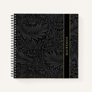 Cuaderno Patrón floral negro personalizado
