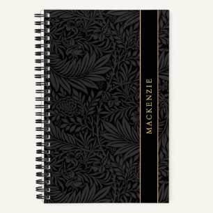 Cuaderno Patrón floral negro personalizado