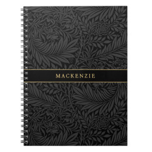 Cuaderno Patrón floral negro personalizado
