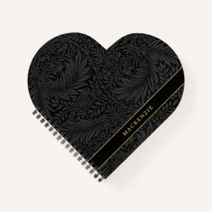 Cuaderno Patrón floral negro personalizado