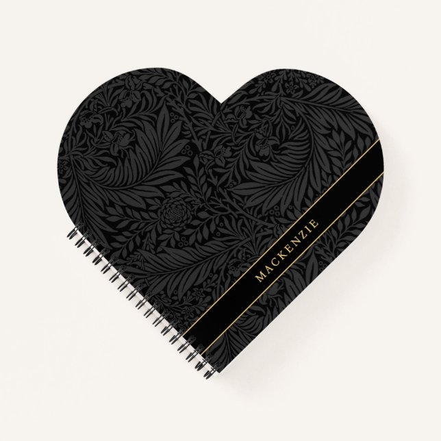 Cuaderno Patrón floral negro personalizado (Anverso)