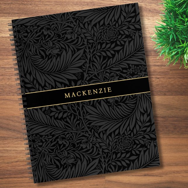 Cuaderno Patrón floral negro personalizado (Subido por el creador)
