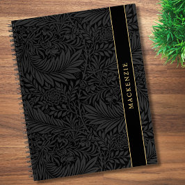 Cuaderno Patrón floral negro personalizado