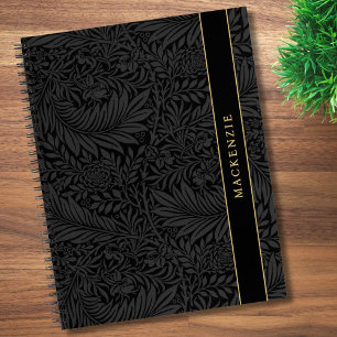 Cuaderno Patrón floral negro personalizado