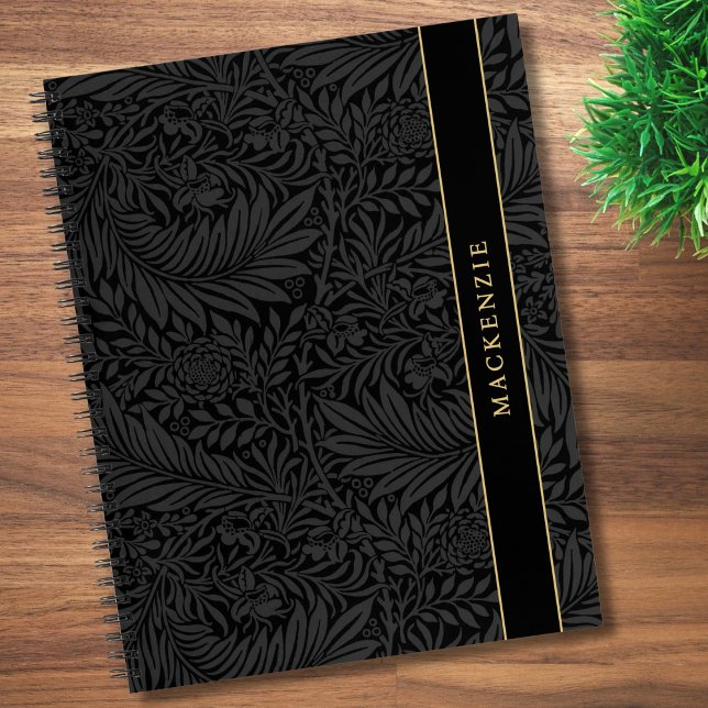 Cuaderno Patrón floral negro personalizado (Subido por el creador)