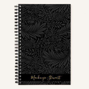 Cuaderno Patrón floral negro personalizado