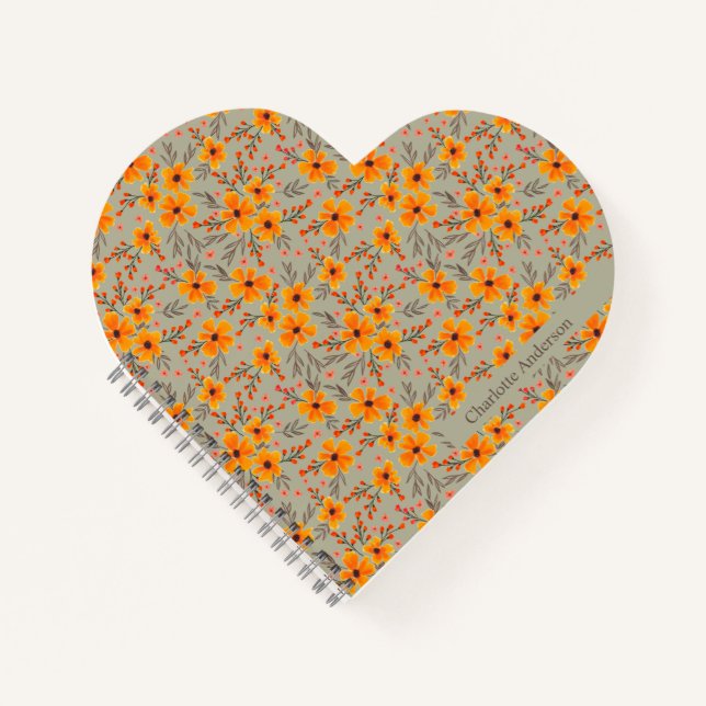 Cuaderno Patrón floral otoñal personalizado (Anverso)