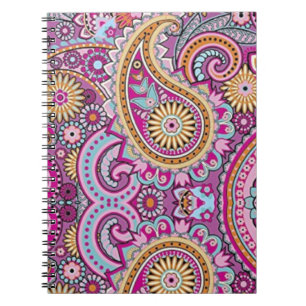 Cuaderno Patrón floral paisley boho vibrante Arte colorid