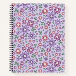 Cuaderno patrón floral pastel de lavanda soñador