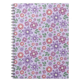 Cuaderno patrón floral pastel de lavanda soñador