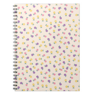 Cuaderno Patrón Floral Pastel – Lindo Amarillo, Rosa y Mora
