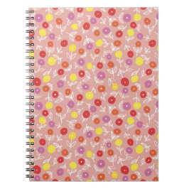 Cuaderno Patrón Floral Pastel Melocotón Boho
