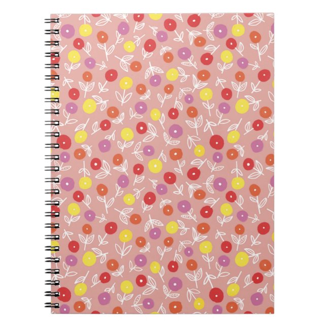 Cuaderno Patrón Floral Pastel Melocotón Boho (Frente)