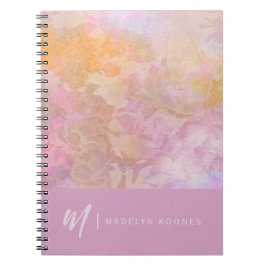 Cuaderno Patrón Floral Pastel Moderno Monograma