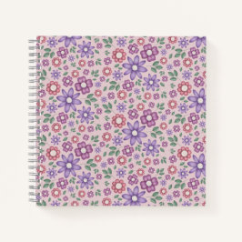 Cuaderno patrón floral pastel rosa polvoriento romántico