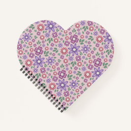 Cuaderno patrón floral pastel rosa polvoriento romántico