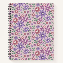 Cuaderno patrón floral pastel rosa polvoriento romántico