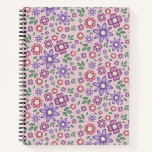 Cuaderno patrón floral pastel rosa polvoriento romántico