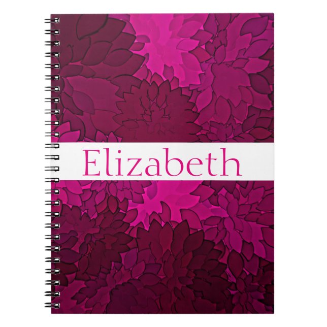 Cuaderno Patrón floral personalizado Blanco morado rosado (Frente)