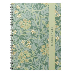 Cuaderno Patrón floral personalizado de jazmín verde