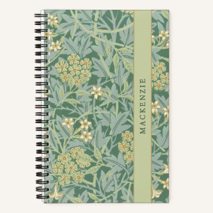 Cuaderno Patrón floral personalizado de jazmín verde