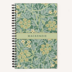 Cuaderno Patrón floral personalizado de jazmín verde