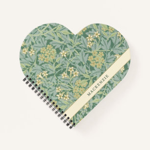 Cuaderno Patrón floral personalizado de jazmín verde