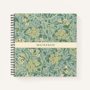 Cuaderno Patrón floral personalizado de jazmín verde