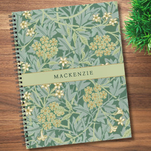 Cuaderno Patrón floral personalizado de jazmín verde