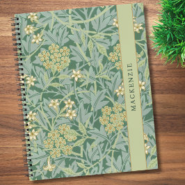 Cuaderno Patrón floral personalizado de jazmín verde