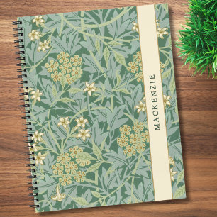 Cuaderno Patrón floral personalizado de jazmín verde