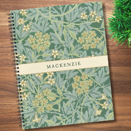 Cuaderno Patrón floral personalizado de jazmín verde