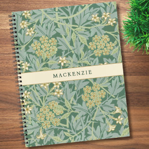 Cuaderno Patrón floral personalizado de jazmín verde