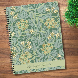 Cuaderno Patrón floral personalizado de jazmín verde