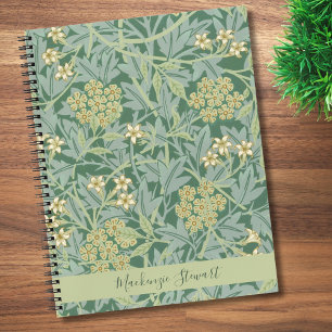 Cuaderno Patrón floral personalizado de jazmín verde