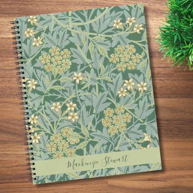 Cuaderno Patrón floral personalizado de jazmín verde (Subido por el creador)