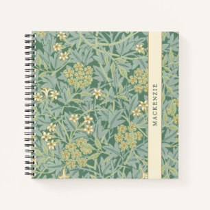 Cuaderno Patrón floral personalizado de jazmín verde